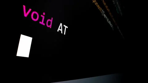 Closeup macro shot movement of coding script moving across LED screen. Stock Footage 243905716