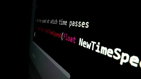 Closeup macro shot movement of coding script moving across LED screen. Stock Footage 244469227