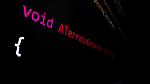 Closeup macro shot movement of coding script moving across LED screen. Stock Footage 244469251