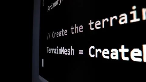 Closeup macro shot movement of coding script moving across LED screen. Stock Footage 244469286