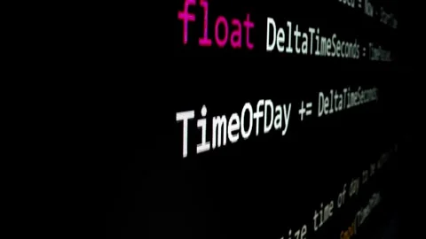 Closeup macro shot movement of coding script moving across LED screen. Stock Footage 244469338