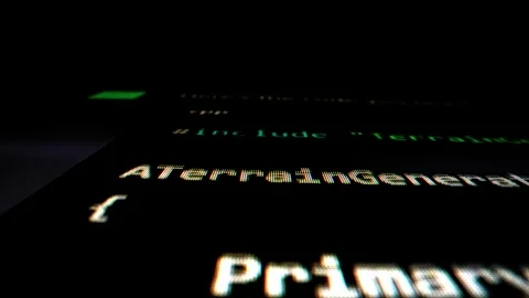 Closeup macro shot movement of coding script moving across LED screen. Video stock 244469410