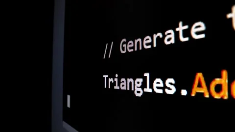 Closeup macro shot movement of coding script moving across LED screen. Stock Footage 244928270