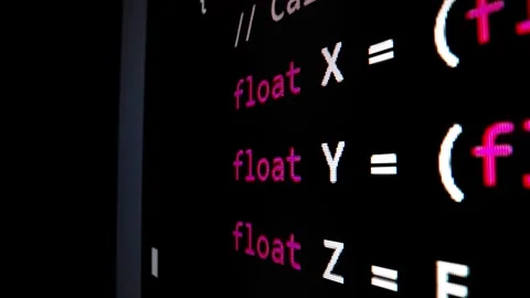 Closeup macro shot movement of coding script moving across LED screen. Stock Footage 244928351