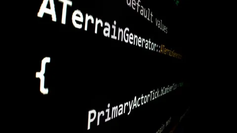 Closeup macro shot movement of coding script moving across LED screen. Stock Footage 244928360