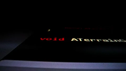 Closeup macro shot movement of coding script moving across LED screen. Stock Footage 244928504