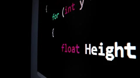 Closeup macro shot movement of coding script moving across LED screen. Stock Footage 245492852