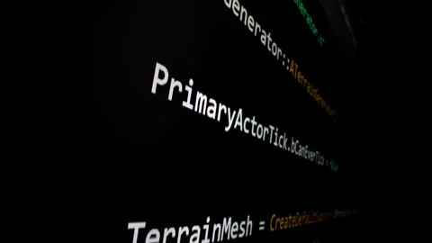 Closeup macro shot movement of coding script moving across LED screen. Stock Footage 245493895