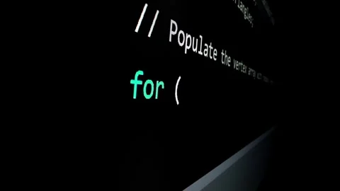 Closeup macro shot movement of coding script moving across LED screen. Stock Footage 246055659