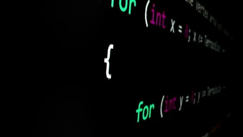 Closeup macro shot movement of coding script moving across LED screen. Stock Footage 246055795