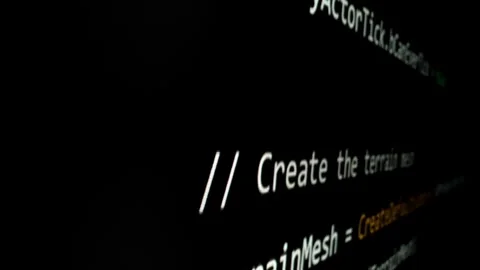 Closeup macro shot movement of coding script moving across LED screen. Stock Footage 246055813