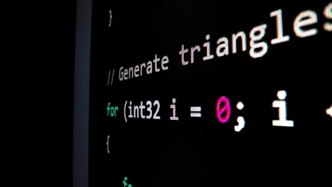 Closeup macro shot movement of coding script moving across LED screen. Stock Footage 246056095