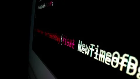 Closeup macro shot movement of coding script moving across LED screen. Stock Footage 246538477