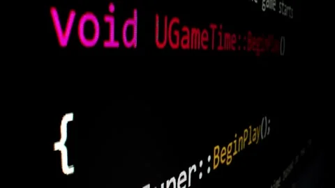 Closeup macro shot movement of coding script moving across LED screen. Stock Footage 246538735