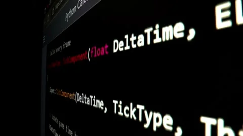 Closeup macro shot movement of coding script moving across LED screen. Stock Footage 246538775