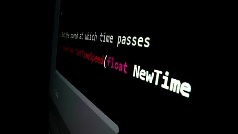 Closeup macro shot movement of coding script moving across LED screen. Stock Footage 246538874