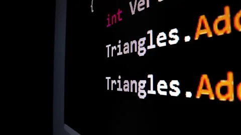 Closeup macro shot movement of coding script moving across LED screen. Stock Footage 246921785