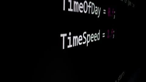 Closeup macro shot movement of coding script moving across LED screen. Stock Footage 246921832