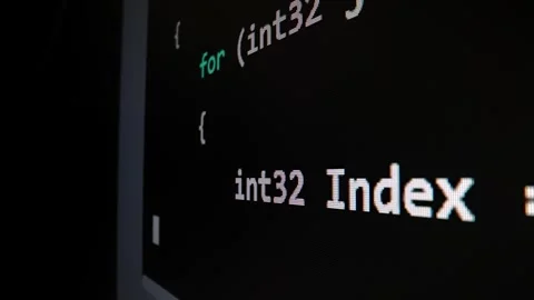 Closeup macro shot movement of coding script moving across LED screen. Stock Footage 247710296
