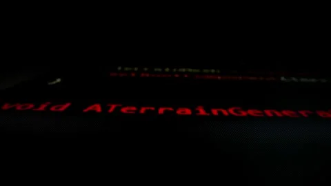 Closeup macro shot movement of coding script moving across LED screen. Stock Footage 247710394