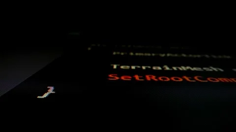 Closeup macro shot movement of coding script moving across LED screen. Stock Footage 247710548