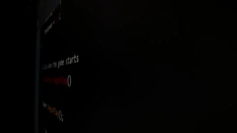 Closeup macro shot movement of coding script moving across LED screen. Stock Footage 247710800