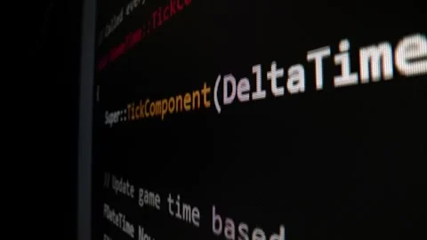 Closeup macro shot movement of coding script moving across LED screen. Stock Footage 247710867