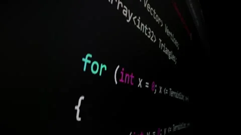 Closeup macro shot movement of coding script moving across LED screen. Stock Footage 248231152