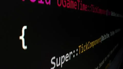 Closeup macro shot movement of coding script moving across LED screen. Stock Footage 248231366