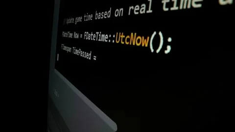 Closeup macro shot movement of coding script moving across LED screen. Stock Footage 251108904