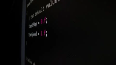 Closeup macro shot movement of coding script moving across LED screen. Stock Footage 252324523