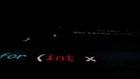 Closeup macro shot movement of coding script moving across LED screen. Stock Footage 252842758