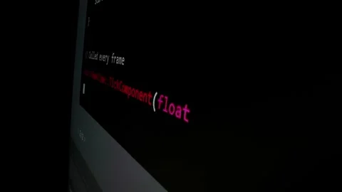 Closeup macro shot movement of coding script moving across LED screen. Stock Footage 253506498