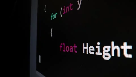 Closeup macro shot movement of coding script moving across LED screen. Stock Footage 253507322