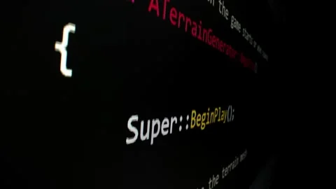 Closeup macro shot movement of coding script moving across LED screen. Stock Footage 253507491