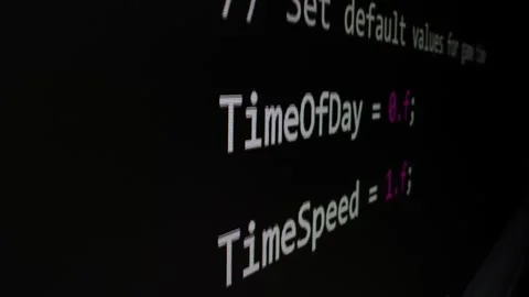 Closeup macro shot movement of coding script moving across LED screen. Stock Footage 253508908