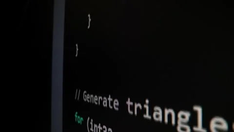 Closeup macro shot movement of coding script moving across LED screen. Stock Footage 254113098