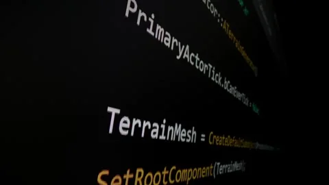 Closeup macro shot movement of coding script moving across LED screen. Stock Footage 254113507
