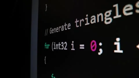 Closeup macro shot movement of coding script moving across LED screen. Stock Footage 254113586