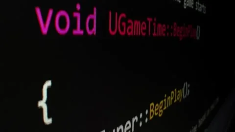 Closeup macro shot movement of coding script moving across LED screen. Stock Footage 254113762