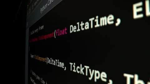Closeup macro shot movement of coding script moving across LED screen. Stock Footage 254113778