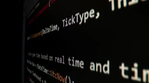 Closeup macro shot movement of coding script moving across LED screen. Stock Footage 254113915