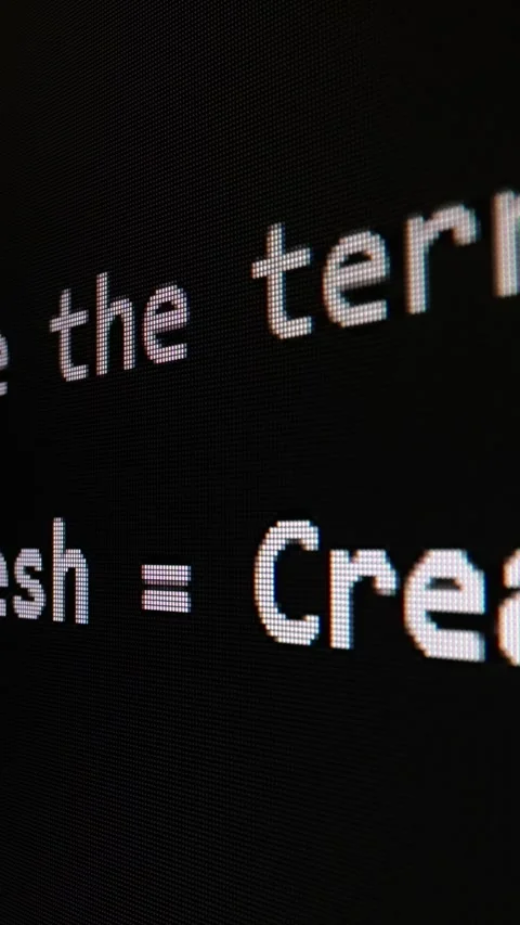 Closeup macro shot movement of coding script moving across LED screen. Stock Footage 293487259