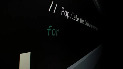 Closeup macro shot movement of coding script moving across LED screen. Stock Footage 294770335