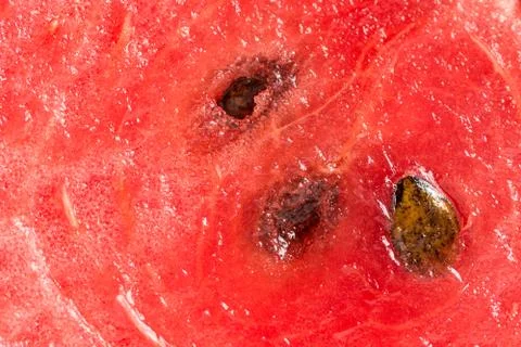 Closeup macro watermelon texture background with pits Stock Photos