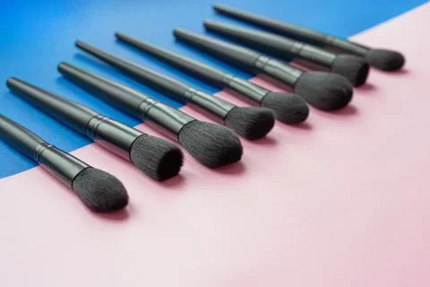 Closeup of makeup brushes Stock Photos
