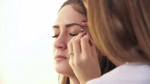 Closeup of a makeup creation process Stock Footage 73568343