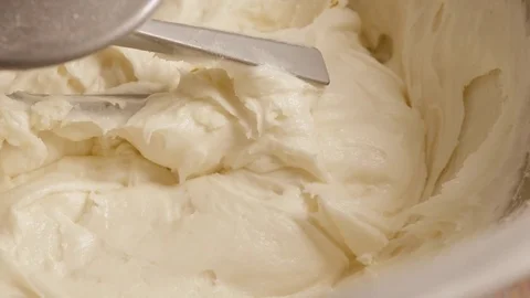 Closeup of Making Buttercream Icing in a Stand Mixer - 4k Stock Footage 76782880
