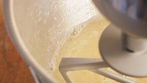 Closeup of Making a Cake in an Electric Stand Mixer - 4k Stock Footage 76755961