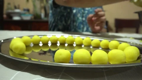Closeup making little balls of Causa de Lima, typical Peruvian food in 4k Vidéo 171946013